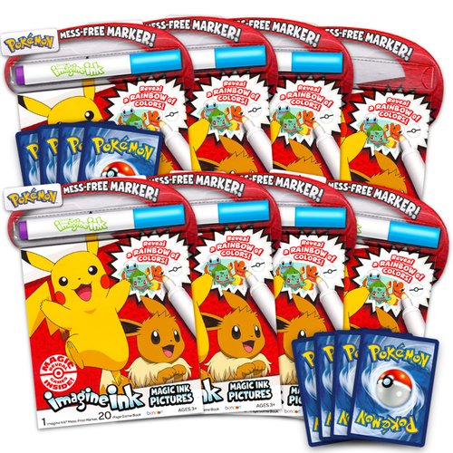 Pokemon Party Favors for Boys, Girls - Pokemon Party Supplies Bundle Includes 8 Pokemon Imagine Ink Coloring Books for Kids and 8 Pokemon Cards | Pokemon Party Favors Bulk Set