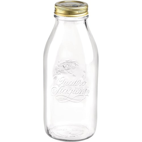 Bormioli Rocco Quattro Stagioni Preserving 1L Round Clear Glass Jug, Flasche 1.0 Liter, Transparent
