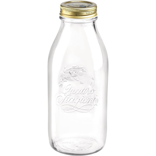 Bormioli Rocco Quattro Stagioni Preserving 1L Round Clear Glass Jug, Flasche 1.0 Liter, Transparent