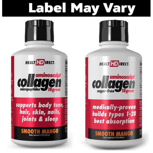 Health Direct AminoSculpt Sugar-Free Collagen Supplement - High Potency Medical-Grade Protein for Hair, Skin, Nails & Joints, Grass-Fed, Non-GMO, Liquid Collagen - Smooth Mango - 15 Fl Oz