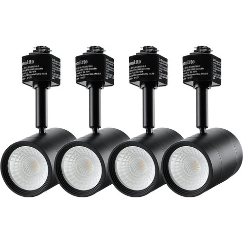 LEONLITE 8.5W LED Track Lighting Heads, H Type Track Light Heads, 38° Dimmable Track Lighting Fixture Ceiling, CRI90 Spotlight Fixture, 2700K Soft White, Matte Black, ETL Listed, Pack of 4