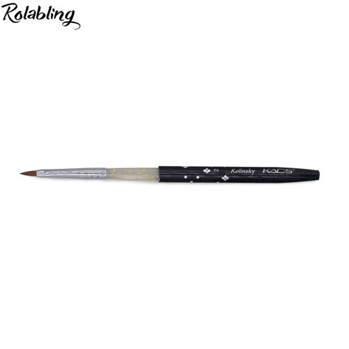 Rolabling Size 2# Black 100% Kolinsky Sable Acrylic Nail Art Brushes UV Gel Nail Painting Pen Brushes (Size 2)