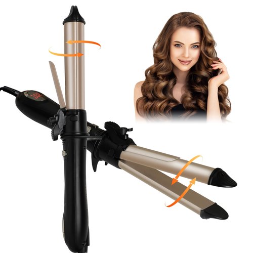 ECOJIA Rotating Curling Iron Hair Styling Curler Professional Automatic Curling Wand Long-Lasting Fast Heat-UP Curling Iron 11 Adjustable Temps for Long/Short Hair Salon Quality Curls Waves