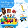 Kids Shopping Cart, Grocery Store Pretend Play Food Toys and Accessories with NO Assembled Trolley for Toddlers Boys Girls 3 4 5 Year Old