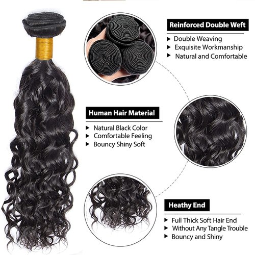 Natural Black Bundles Human Hair Color #1B Kinky Curly Bundles Grade 8A Brazilian Virgin Human Hair 3 Bundles 26 28 30 Inch Double Weft Natural Color Wet and Wavy Bundles