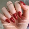 Artquee Red Almond Press on Nails Short Fake Nails Art Solid Color False Nails Glossy Reusable Stick on Nails in 15 Sizes - 30 Nail Kit