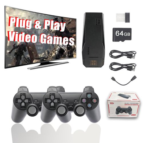 Sutesloly Retro Gaming Console Retro Plug and Play for 90s Old Classic Video Games tv Stick pro Device retrodrive with Built in Over 20000 Games Match 2.4g Wireless Controller Gamepad x2