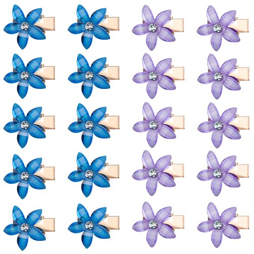 ELANE 20 PCS Small Flower Hair Clips for Women,Mini Hair Clips for Girls Mini Hair Clips for Women Small Hair Clips for Girls,Flower Hair Clips for Girls (light purple+light blue)