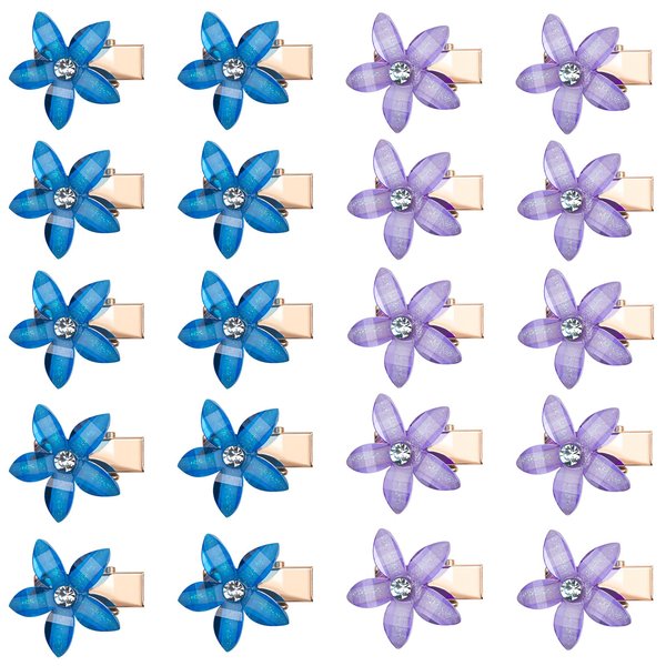 ELANE 20 PCS Small Flower Hair Clips for Women,Mini Hair Clips for Girls Mini Hair Clips for Women Small Hair Clips for Girls,Flower Hair Clips for Girls (light purple+light blue)