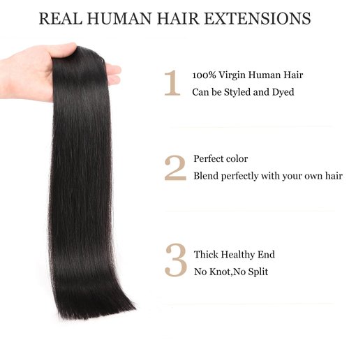 JIAMEISI Clip In Hair Extensions Human Hair 120g 8pcs Thickened Silky Straight Human Hair Clip In Extensions 16inch #1B Natural Black Seamless Clip In Hair Extensions