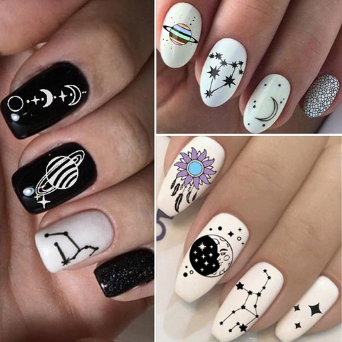 Star Moon Nail Stamping Plate 3pcs Starry Night Design Nail Stamper Plate Kit Snake Punk Nail Stamp Plates Flower Sun Geometric Nail Stamp Printing Nail Stencils for Nail Art Reusable