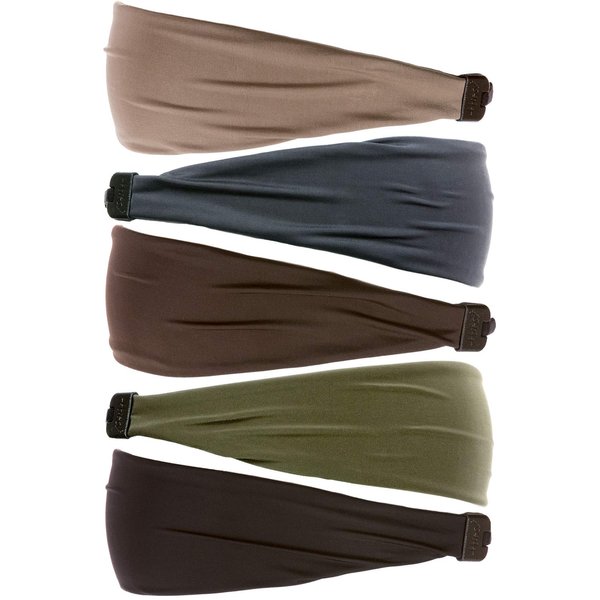 Hipsy Adjustable & Stretchy Xflex Wide Headbands for Nurses Women Girls & Teens (Nurse Taupe/Dark Grey/Brown/Olive/Black Xflex 5pk)