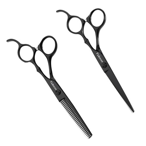 VXKOCZS Professional Hair Scissors Set include Barber Scissors and Thinning Shears,hair cutting scissors, ergonomic blades, hair cutting shears for men, women, children and pets (2 PCS)