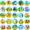 Floating Animals & Alphabet Flash Cards for Bathtub - Preschool Learning Toddler Flash Cards - Educational Bath Toys for 18 Months+ (Set of 26)