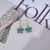 Sttiafay Vintage Emerald Flower Drop Earrings Green Crystal Flower Earrings Cz Flower Dangle Earrings Gold Huggie Hoop Earrings Jewelry for Women