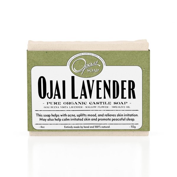 Ojai Lavender Organic Castile Olive Oil Soap, Made with Natural Lavender Essential Oil from Ojai California (4oz, 112g)