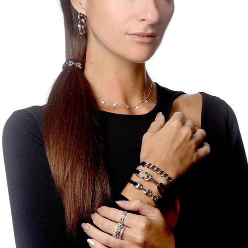 GUOXI Chain Metal Design 2 in 1 Elastic Bracelet Hair Ties Bohemian Style Women Hair Scrunchies Ponytail Holder Hair Bands For Thick and Curly (3PCS Black)