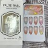 Pink Press on Nails French Tip Fake Nails Medium Almond False Nails with Blue Pink Purple Yellow Tip Designs Glue on Nails Full Cover Stick on Nails Cute Acrylic Nails Glossy Artificial Nails