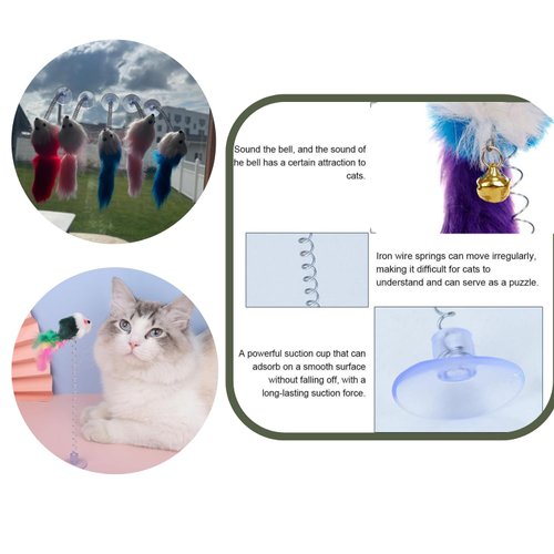 5 pcs of Interactive cat Toy with Suction for Indoor Cats with self Play Hanging Feather Mouse Toy