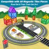 Magnetic Tiles Road & Train Track Expansion Pack Magnetic Building Blocks Construction Toys Kids Toys for Ages 3-12 Boys Girls Building Toys Includes Road Tracks, Traffic Lights, Parking Spot