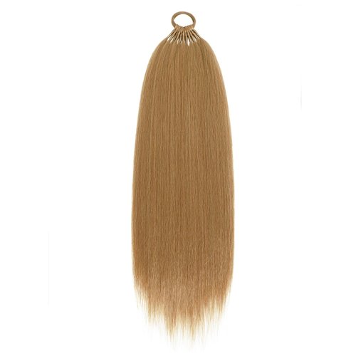 24 Inch Long Straight Elastic Band Ponytail Extension Warp Around Honey Ash Blonde Color Synthetic Natural and Soft Braiding Hair Ponytail Hair Extensions120G (24 Inch, 10)