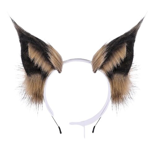 BFLCTTBD Wolf Ears Headband, Gothic Plush Furry Lynx Cat Ears Handmade Costume Headband, Halloween Cosplay, One Size Fits Most, Black+Grey/Black+Brown