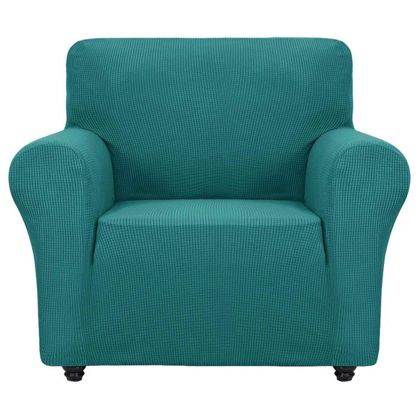 ZNSAYOTX Super Stretch Chair Slipcover Universal Sofa Chair Covers for Living Room Dogs Pet Furniture Protector Spandex Armchair Slipcovers with Anti Slip Foam Sticks (Peacock Teal, Chair)