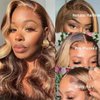 JYZ Transparent 13X4 Lace Wig Ombre Human Hair Wigs 150% Preplucked Lace Front Wig 4/27 Colored Highlight Lace Front Wig Human Hair Wavy Glueless Lace Front Wigs Highlight Human Hair Wigs 14 Inch