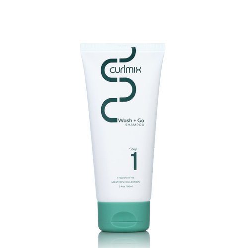 CurlMix Wash & Go Shampoo for Curly Hair - Travel Size Sample 3.4 oz - Deep Cleansing Shampoo Removes Buildup - Fragrance-Free