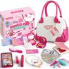 SYNCFUN Pretend Play Purse Set for Little Girls, 27PCS Princess Toy Set with Handbags, Makeup, Phone, Wallet, Jewelry, Lipstick & Keys - Ideal Christmas Birthday Gifts for Toddlers Kids Ages 3+