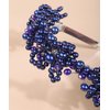 Xerling Floral Pearl Headband Tiara for Girls Bridal Hair Accessory for Wedding Blue Crystal Crown for Party Headdress Hair Band Jewelry (Blue)
