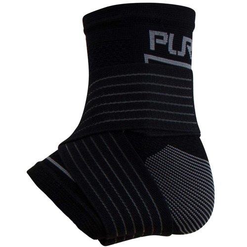 Ankle Support Brace – Compression Sleeve with Adjustable Strap, Perfect Fit – Great for Running, Ankle Sprains (S/M, Black)