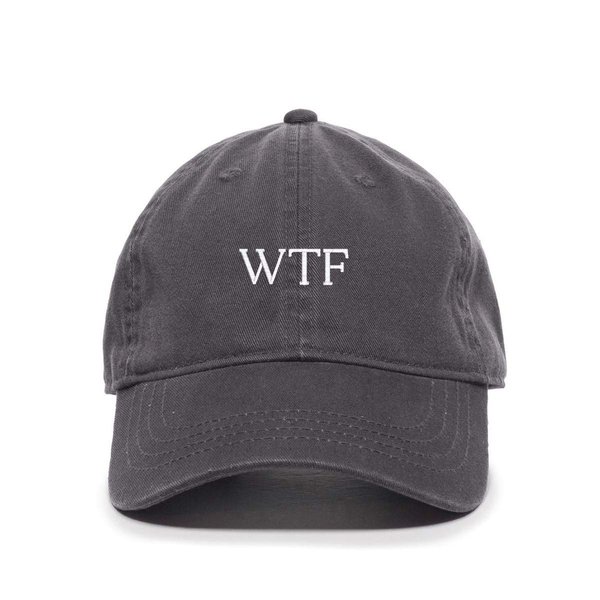 WTF What The Fuck Baseball Cap Embroidered Cotton Adjustable Dad Hat Charcoal