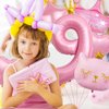 9th Birthday Decorations for Girls, Crown 9 Balloon, Pink Number 9 Balloons 40 Inch, Cat Themed Birthday Party Decorations Baby Shower Supplies