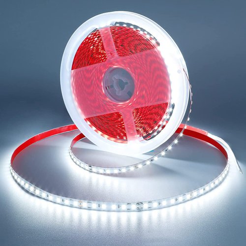 KXZM 24V 65.6ft/20m LED Strip Light Cool White 6000K 2400LEDs High Brightness 12000LM SMD2835 Flexible No-Waterproof LED Tape for Kitchen Garden Backyard Hallways Stairs Decoration(No Power Supply)