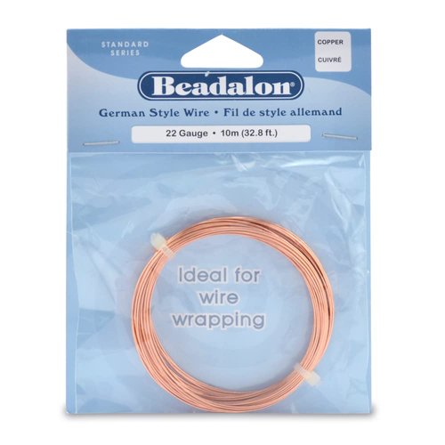 Beadalon German Style Wire for Jewelry Making, Round, Copper, 22 gauge, 32.8 ft