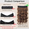 Wire Hair Extensions with 4 Secure Clips Long Wavy 24 inch Curly Synthetic Hair Invisible Transparent Wire Extensions Hairpiece for Women Adjustable Headband Hailriss Hair Chestnut Brown Color
