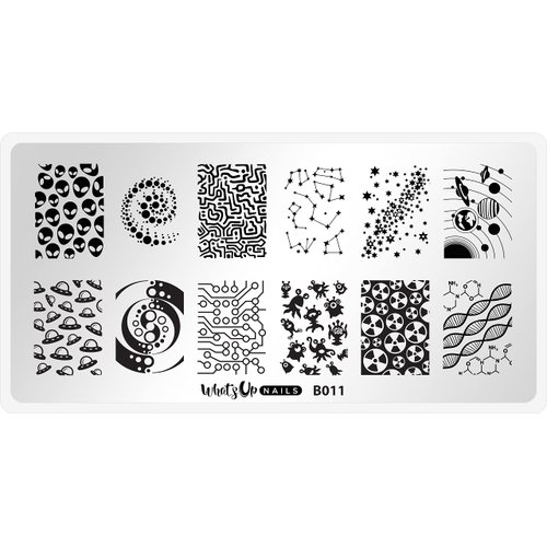 Whats Up Nails - B011 Intergalactic Encounters Stamping Plate for Nail Art Design