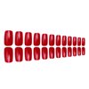 Red Press on Nails Short Square Medium Fake Nails Classic Red Glossy Handmade Gel False Nails Solid Color Thick Acrylic Nails Stick On Nails Reusable Salon Oval Glue On Nails for Women Manicure 24Pcs