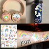 128+ PCS Groovy Unicorn Rainbow Temporary Tattoos, Glitter Flash Silver Pride Fake Tattoos For Kids Boys Girls Birthday Party Favors Supplies, Cartoon Metallic LGBT Face Tattoo Sticker Party Supplies