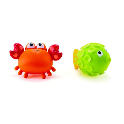 Hape Rock Pool Squirters | Colorful Baby & Toddler Bath Toys, Silicone and Non-Toxic Set, Water Spouting and Suction Crab & Fish