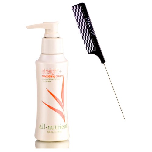 All Nutrient Straight + Smoothing Cream, Frizz-Free Hair Control Creme (w/Sleek Comb) UV+ Color Protection, 100% Vegan (3.4 oz/travel size)