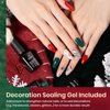Beetles Christmas Gel Nail Polish, Sparkle Red Green Gel Polish Kit Soak Off UV LED Gel Nail Kit Manicure Gift with Nail Strengthener Gel and Stickers Nail Art Christmas Gift for Women