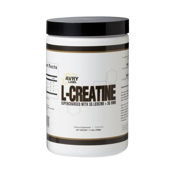 Avry Labs L-CREATINE Supplement: Creatine Monohydrate w/Leucine Amino Acid and HMB – Supports Muscle Mass, Strength, Recovery & Performance + Reduce Fat – Vegan, 11oz (330g) Powder