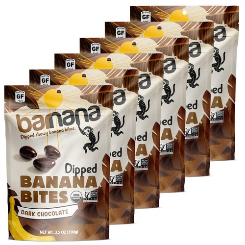Barnana Organic Chewy Banana Bites, Dark Chocolate, 3.5 Ounce (Pack of 6)