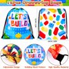 Winrayk 12 Sets Building Blocks Party Favors Birthday Supplies for Kids, Building Block Themed Drawstring Bags Stickers Filler Goody Bag Stuffers, Girls Boys Game Building Blocks Birthday Party Favors
