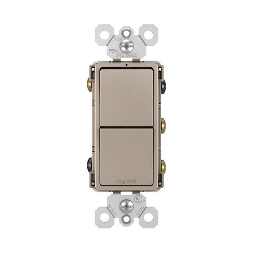 Legrand radiant RCD33NICC6 15 Amp Combination 2-in-1 Decorator Rocker Light Switch, Two 3-Way Switches, Nickel (1 Count)