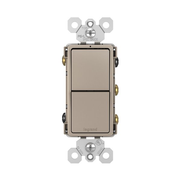 Legrand radiant RCD33NICC6 15 Amp Combination 2-in-1 Decorator Rocker Light Switch, Two 3-Way Switches, Nickel (1 Count)