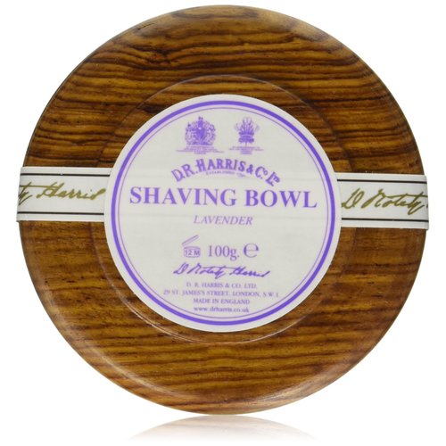 D.R. Harris Lavender Hard Shaving Soap in Mahogany Wood Bowl
