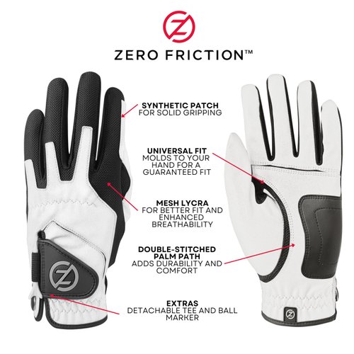 Zero Friction Men's Compression-Fit Synthetic Golf Glove, Universal Fit One Size (Pack of 2) with Pack of Golf Tees, Desert Camo